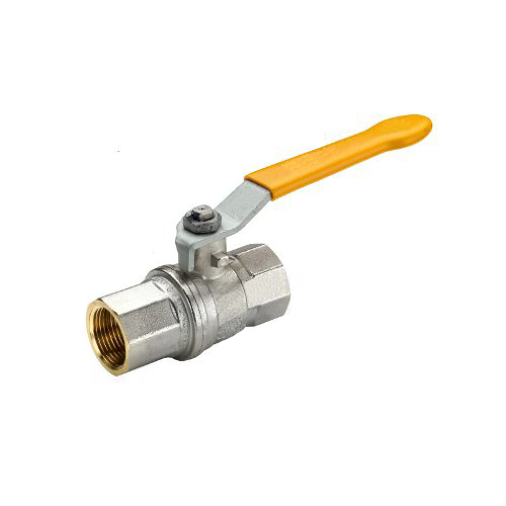 Ball valve    1/4" brass nickel plated 860 heavy, yellow handle PN 1/50 DIN-DVGW
